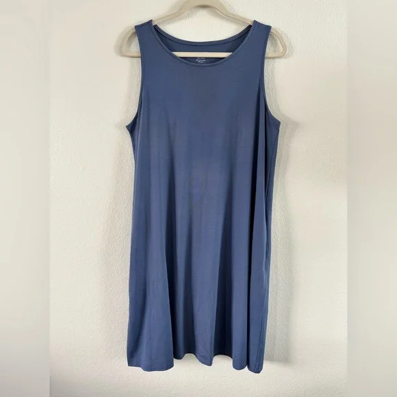 wool& Camellia Merino Wool Tank Dress - Blue - Large - Picture 3 of 11